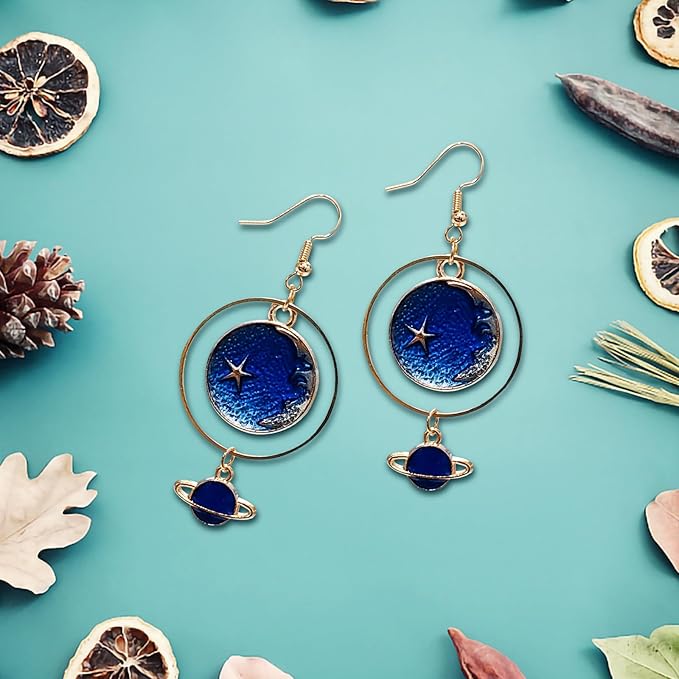 Halloween Women's Planets Stars Moon Solar System Dress Cosplay Costume A-Line Dress