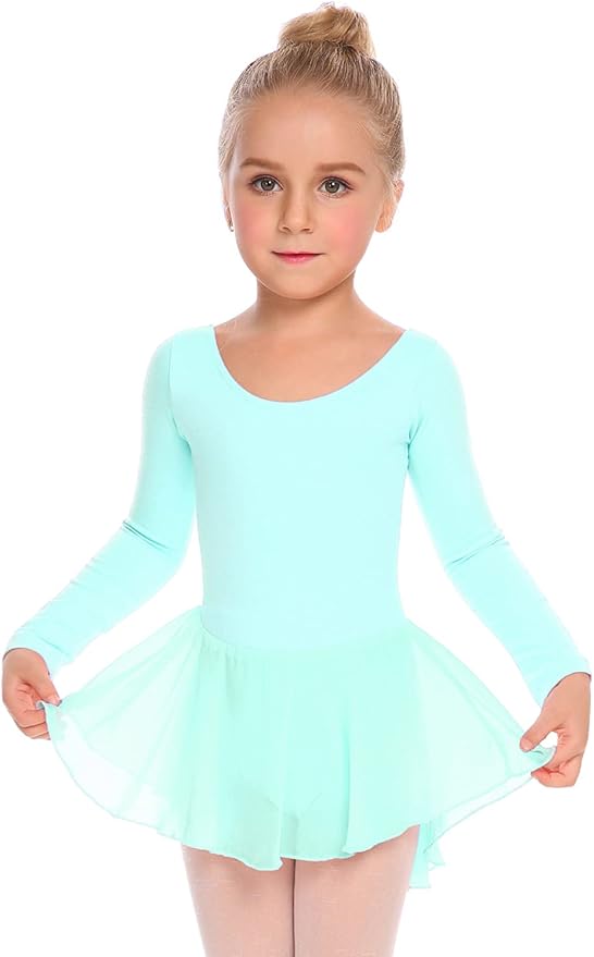 Zaclotre Ballet Leotards for Girls Toddler Classic Long Sleeve Criss-Cross Back Dance Dress Ballerina Outfits