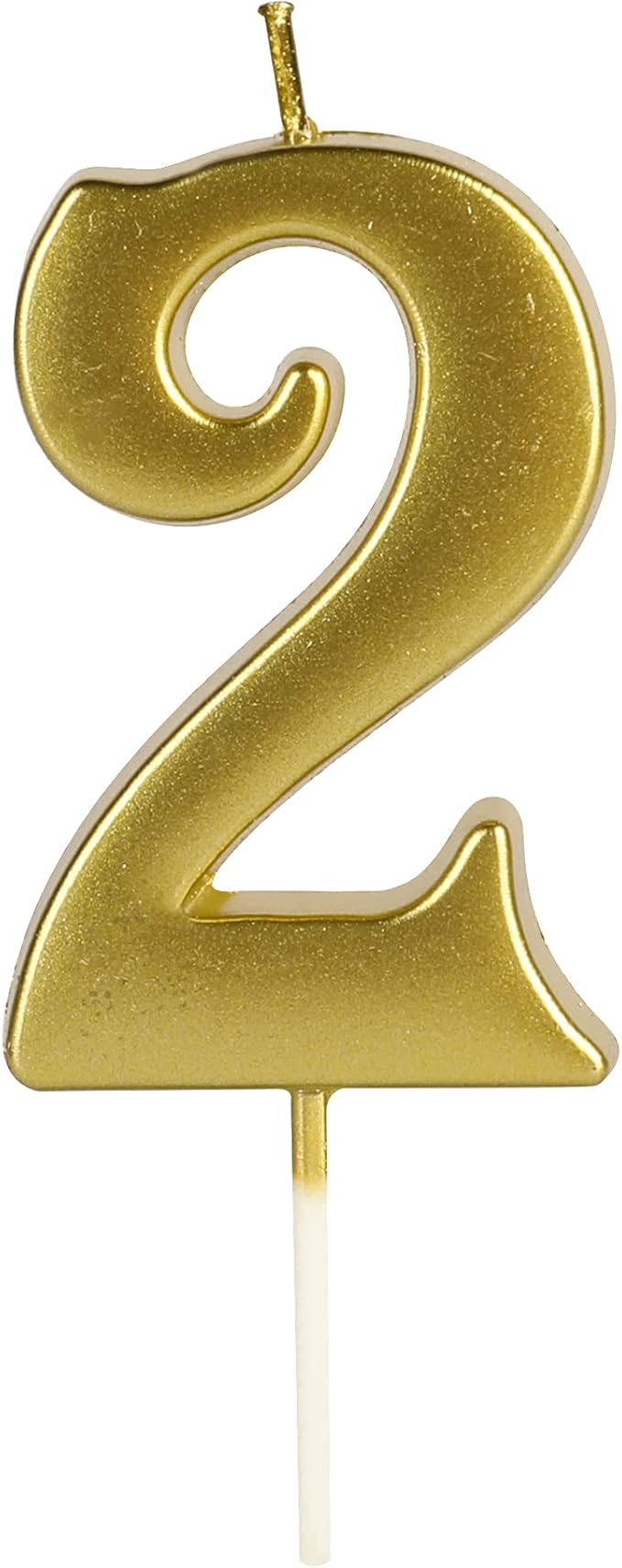 Gold Birthday Candles for Cake, Premium Glitter 2nd Number Candle Birthday Party Wedding Anniversary Decoration for Kids Women or Men, Number 2