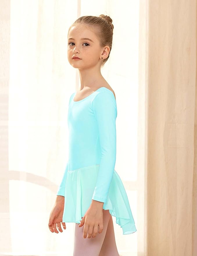 Zaclotre Ballet Leotards for Girls Toddler Classic Long Sleeve Criss-Cross Back Dance Dress Ballerina Outfits