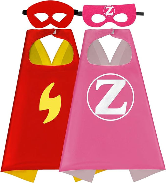 Superhero Capes for Kids Cloak with Mask Halloween Costumes and Party Dress up 2PCS