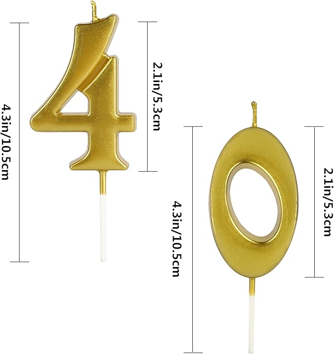 Gold Birthday Candles for Cake, Premium Glitter 4th Number Candle Birthday Party Wedding Anniversary Decoration for Kids Women or Men, Number 4