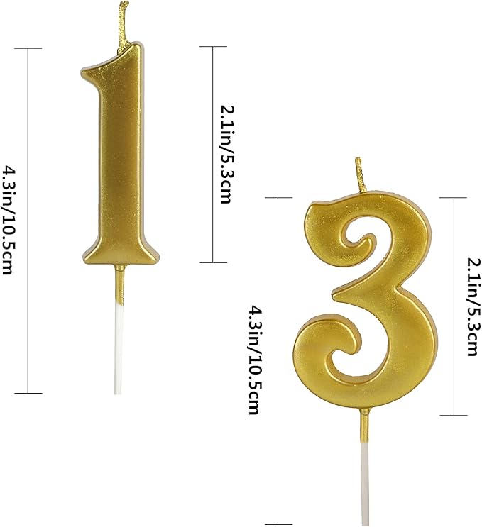 Gold Birthday Candles for Cake, Premium Glitter 3rd Number Candle Birthday Party Wedding Anniversary Decoration for Kids Women or Men, Number 3