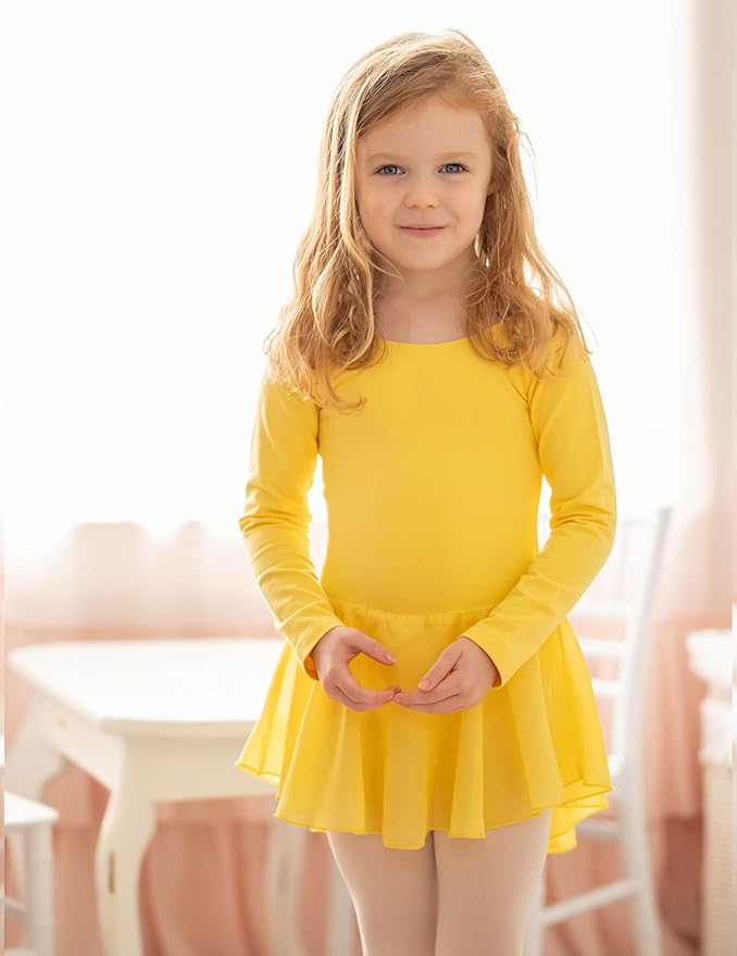 Zaclotre Ballet Leotards for Girls Toddler Classic Long Sleeve Criss-Cross Back Dance Dress Ballerina Outfits