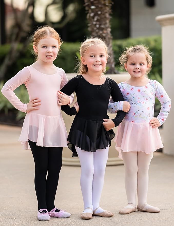Zaclotre Ballet Leotards for Girls Toddler Classic Long Sleeve Criss-Cross Back Dance Dress Ballerina Outfits