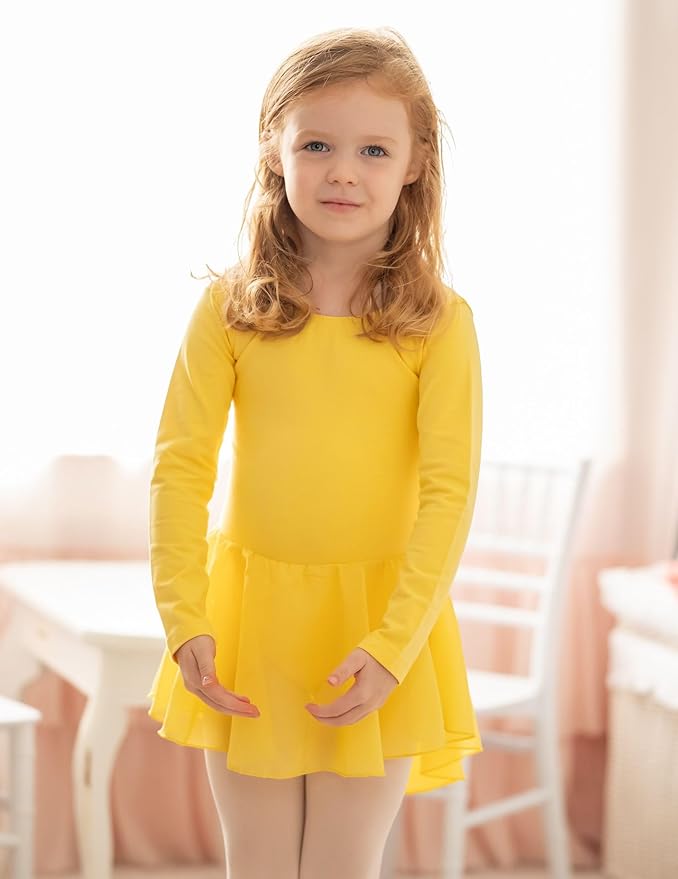 Zaclotre Ballet Leotards for Girls Toddler Classic Long Sleeve Criss-Cross Back Dance Dress Ballerina Outfits