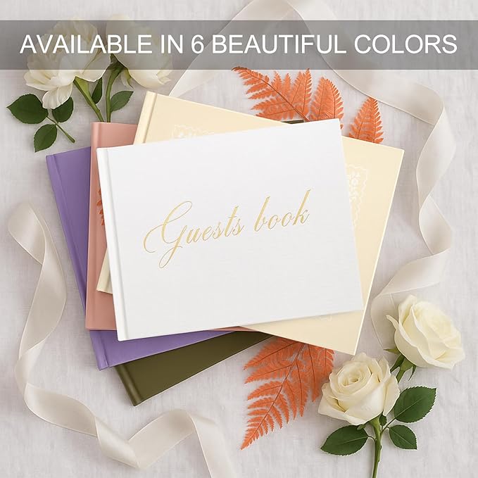 &And Per Se Wedding Guest Book - Elegant Guest Book for Wedding Reception, Baby Showers, Birthdays & Special Events, HardCovered Sign-in Book with Blank Lined Pages & Photo Spots (Beige with Pattern)