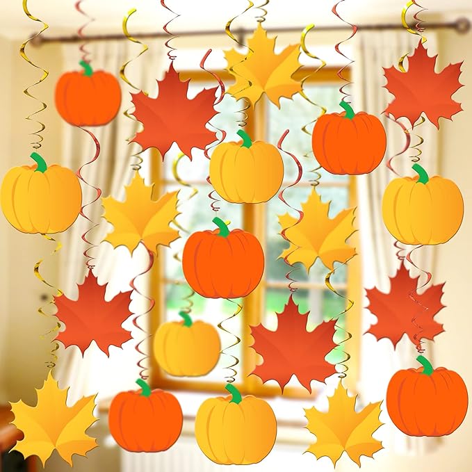 KatchOn, Fall Maple Leaf Hanging Swirls - Pack of 30, No DIY | Fall Classroom Decorations for Home, Thanksgiving Garland for Thanksgiving Decorations, Indoor, Party, Friendsgiving Party Decorations
