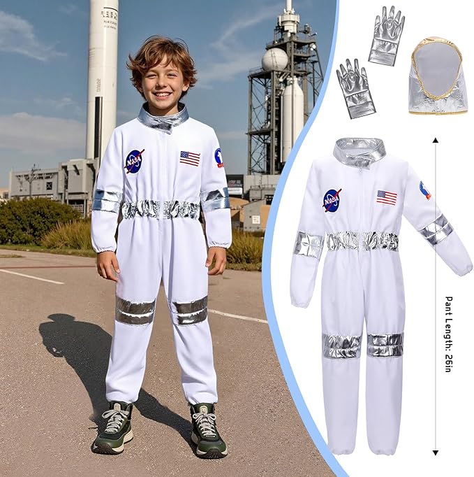 LOYO Kids Role Play Dress Up Clothes for 3-8 Years Old Play, 4 Sets Astronaut/Doctor/Fireman/Construction Costume for Kids And Toddlers Boys Halloween Costumes