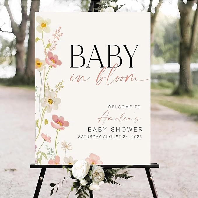 Personalized Baby in Bloom Baby Shower Signs, Wildflower Baby's Sign for Girls or Boys, Custom Name Sign, Gender Reveal Party Decorations, Baby's Gift, Birthday Gift, Spring Flowers Theme - 17