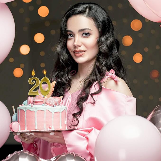 Gold Birthday Candles for Cake, Premium Glitter 4th Number Candle Birthday Party Wedding Anniversary Decoration for Kids Women or Men, Number 4