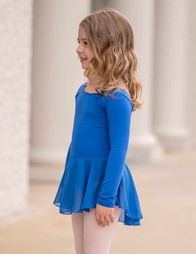 Zaclotre Ballet Leotards for Girls Toddler Classic Long Sleeve Criss-Cross Back Dance Dress Ballerina Outfits