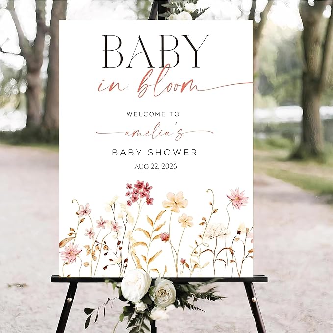 Personalized Baby in Bloom Baby Shower Signs, Wildflower Baby's Sign for Girls or Boys, Custom Name Sign, Gender Reveal Party Decorations, Baby's Gift, Birthday Gift, Spring Flowers Theme - 22