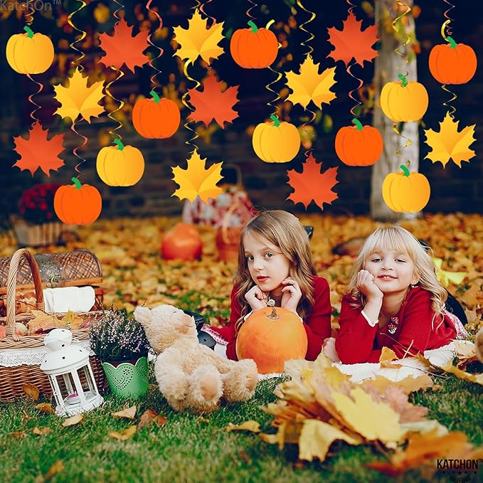 KatchOn, Fall Maple Leaf Hanging Swirls - Pack of 30, No DIY | Fall Classroom Decorations for Home, Thanksgiving Garland for Thanksgiving Decorations, Indoor, Party, Friendsgiving Party Decorations