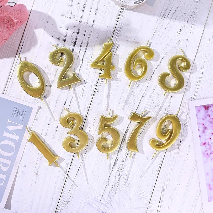 Gold Birthday Candles for Cake, Premium Glitter 4th Number Candle Birthday Party Wedding Anniversary Decoration for Kids Women or Men, Number 4